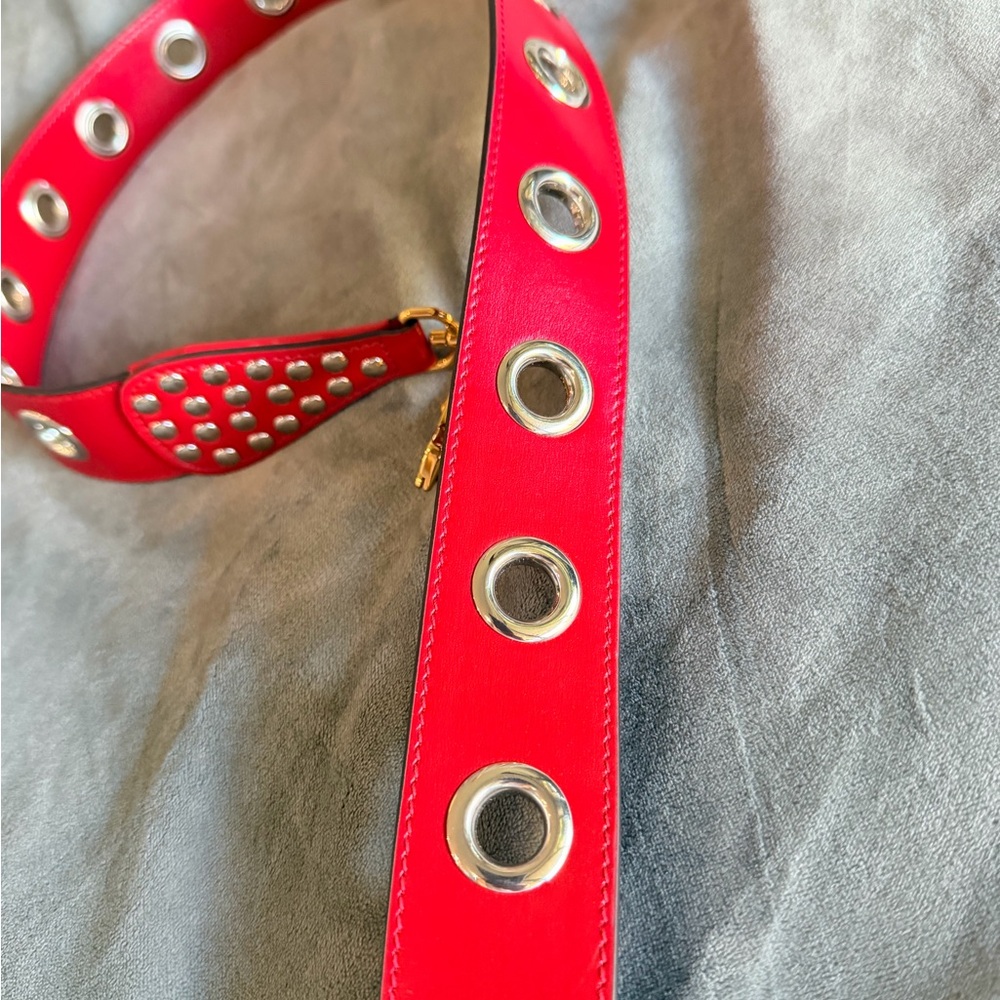 Gucci Red Belt with Grommet Details - Picture 3 of 3